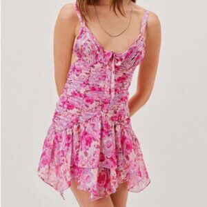 For Love & Lemons Kacey Mini Dress – Light Pink